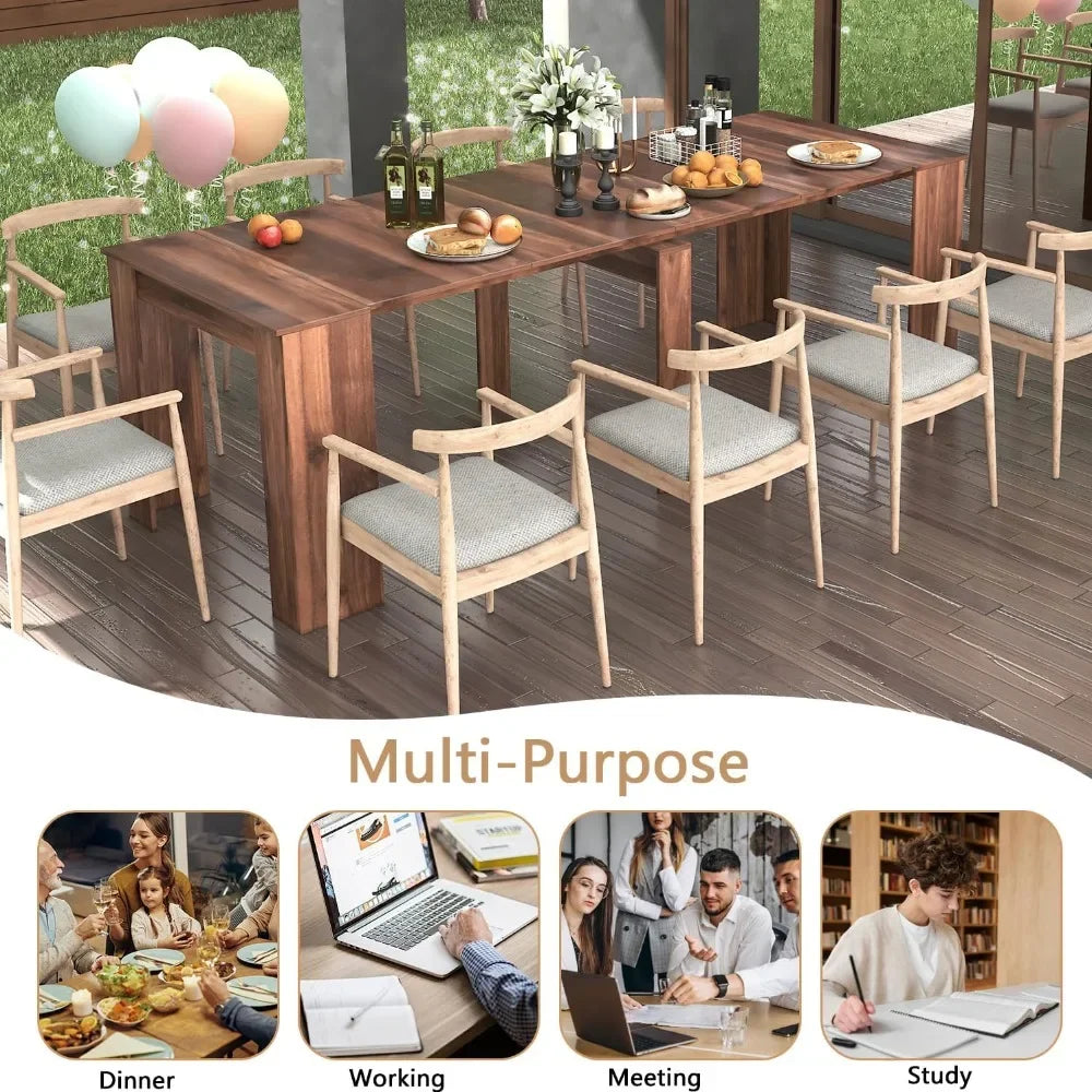 Large Extendable Console Dining Table for 6 8 10 12 People,