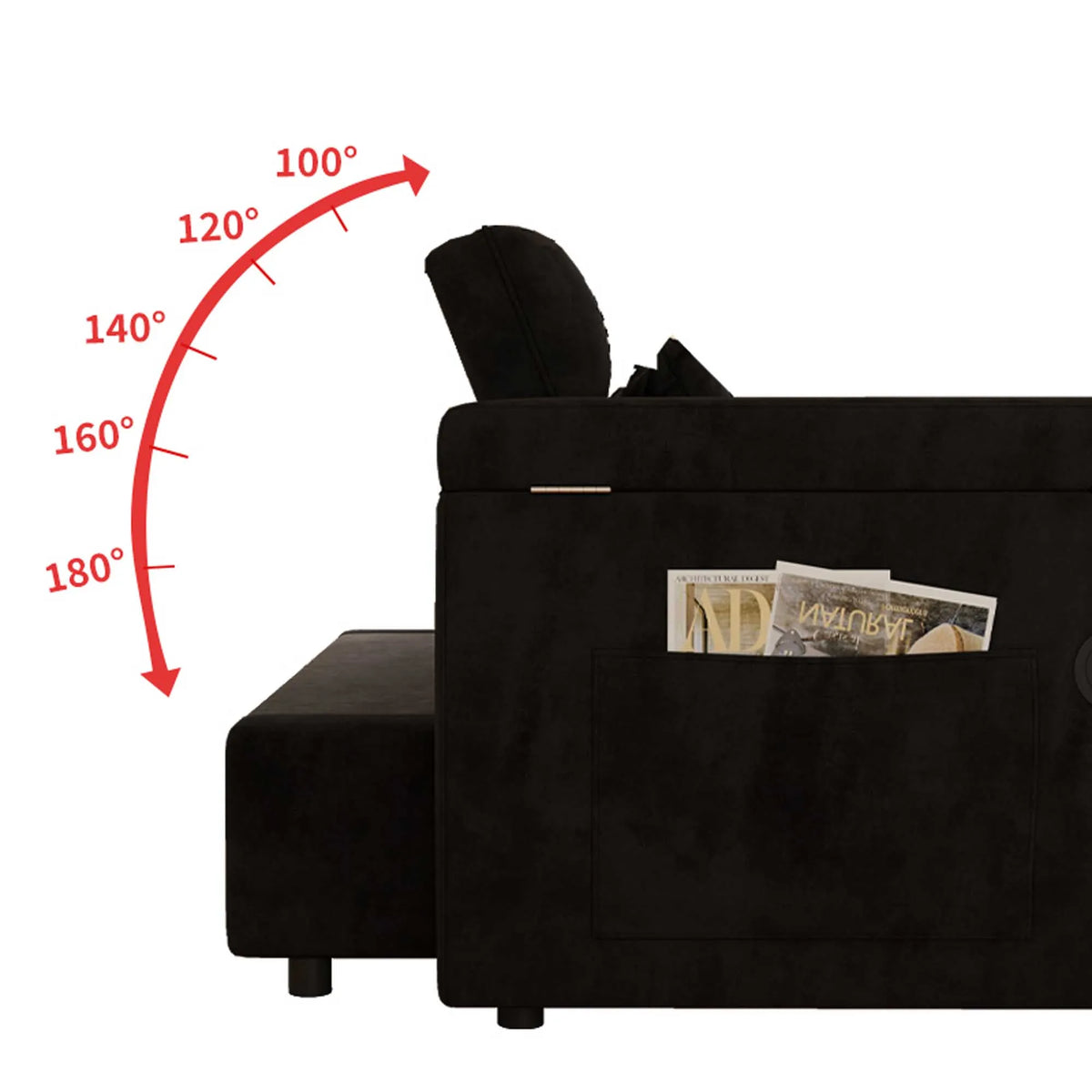 65" 3-in-1 Foldable Velvet Sofa Bed with USB Charging Port