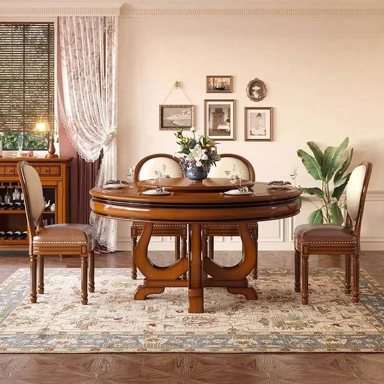 American all-solid wood dining table and chair combination