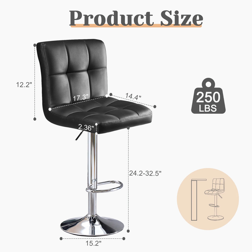 Leather Bar Stools Set of 2,