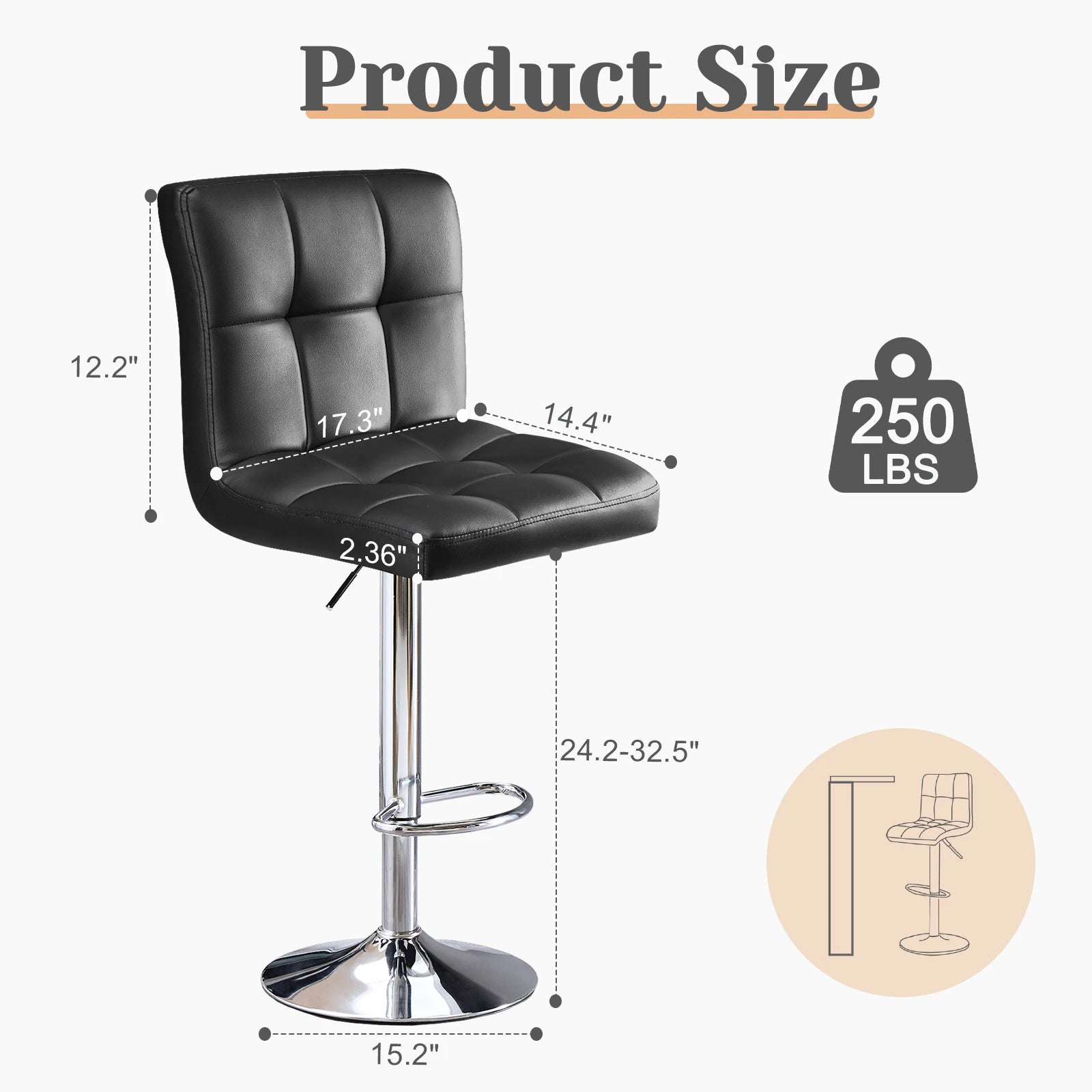Leather Bar Stools Set of 2,
