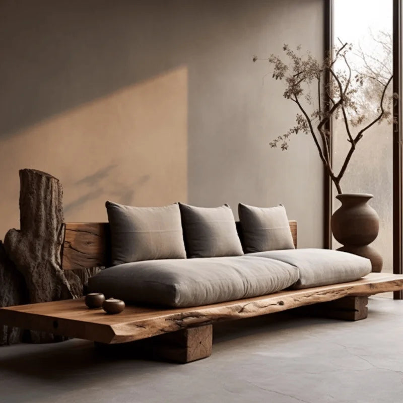 Natural Edge Log Japanese-Style Sofa