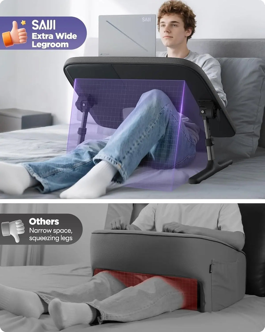 Adjustable Lap Desk for Bed with Armrests,