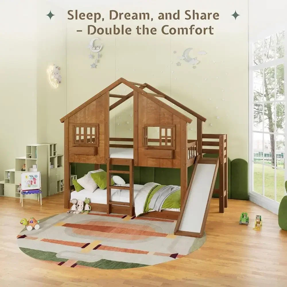 Twin Over Twin Wooden Bunk Bed
