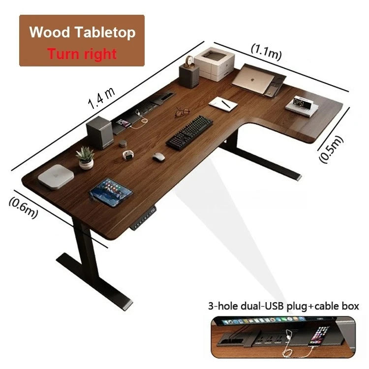 Seven-shaped Large Boss Office Desk Electric Adjustable Height