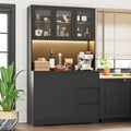 Kitchen Cabinet,LED Lights and Charging Station