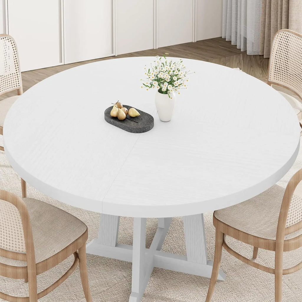 Round Dining Table For 4  With Wooden Base