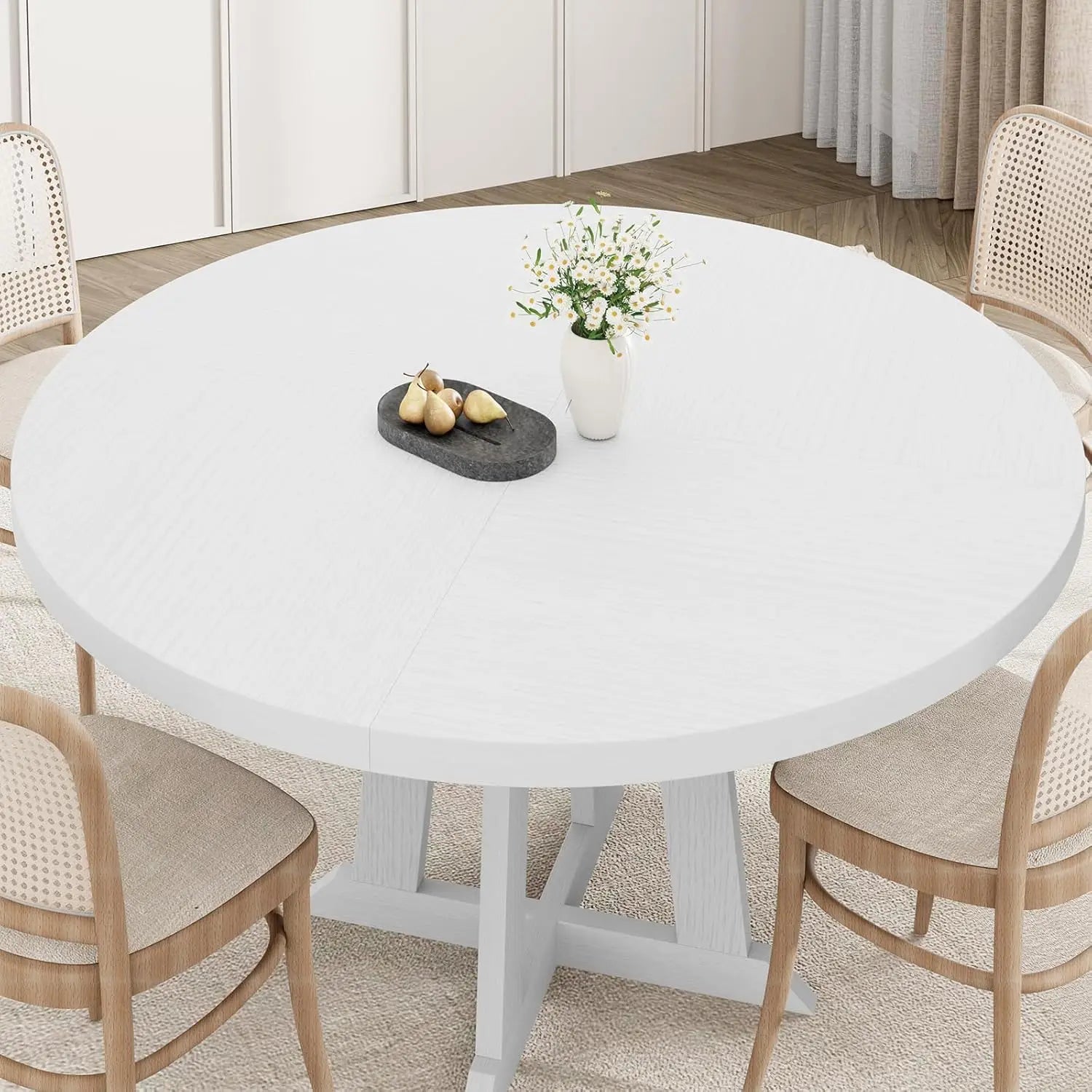 Round Dining Table For 4  With Wooden Base