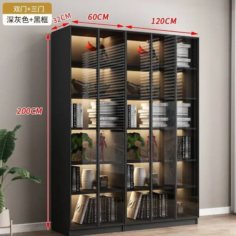 Modern Living Room Cabinet Bookcase with Glass Door Display