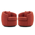 2pcs Upholstered Boucle Barrel Swivel Accent Chair with Pillows