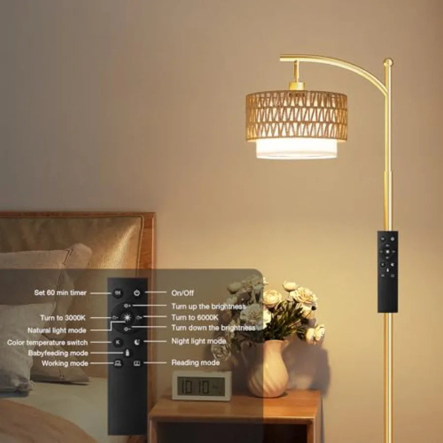 Arc Floor Lamp for Living Room with Remote,