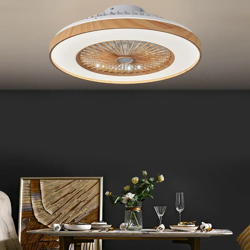 Wood grain Ceiling electric fan light