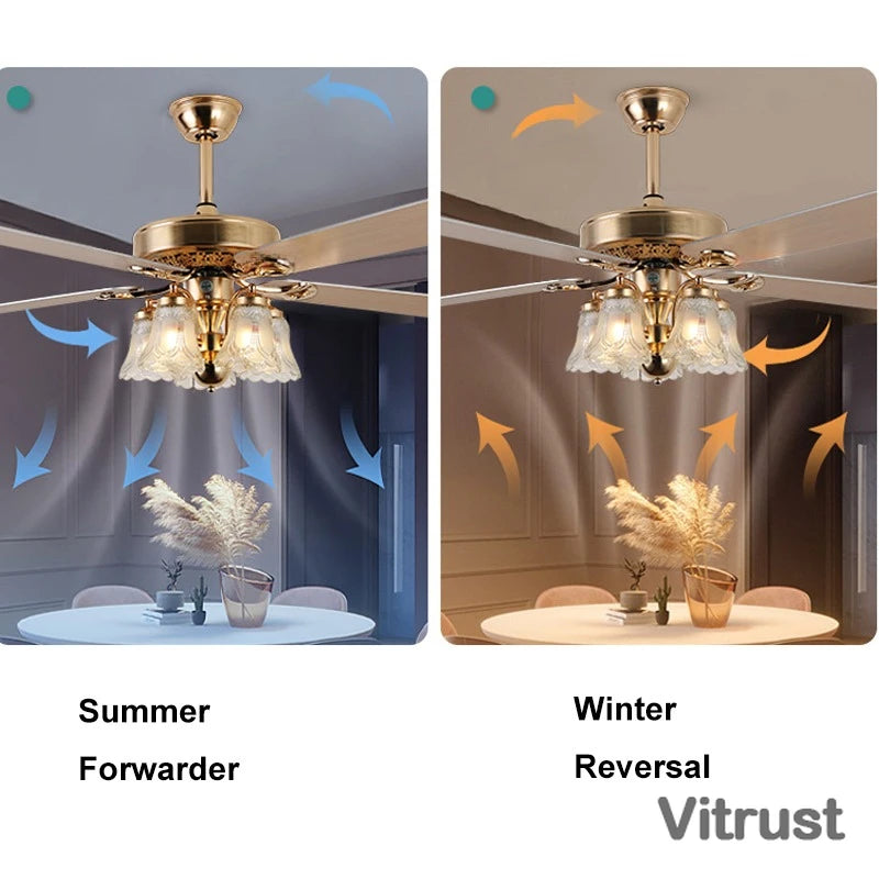 Gold Ceiling Fan Light 42inch 52in