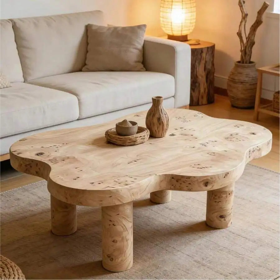 Cloud-Shaped Coffee Table With 4 Round Table Legs,
