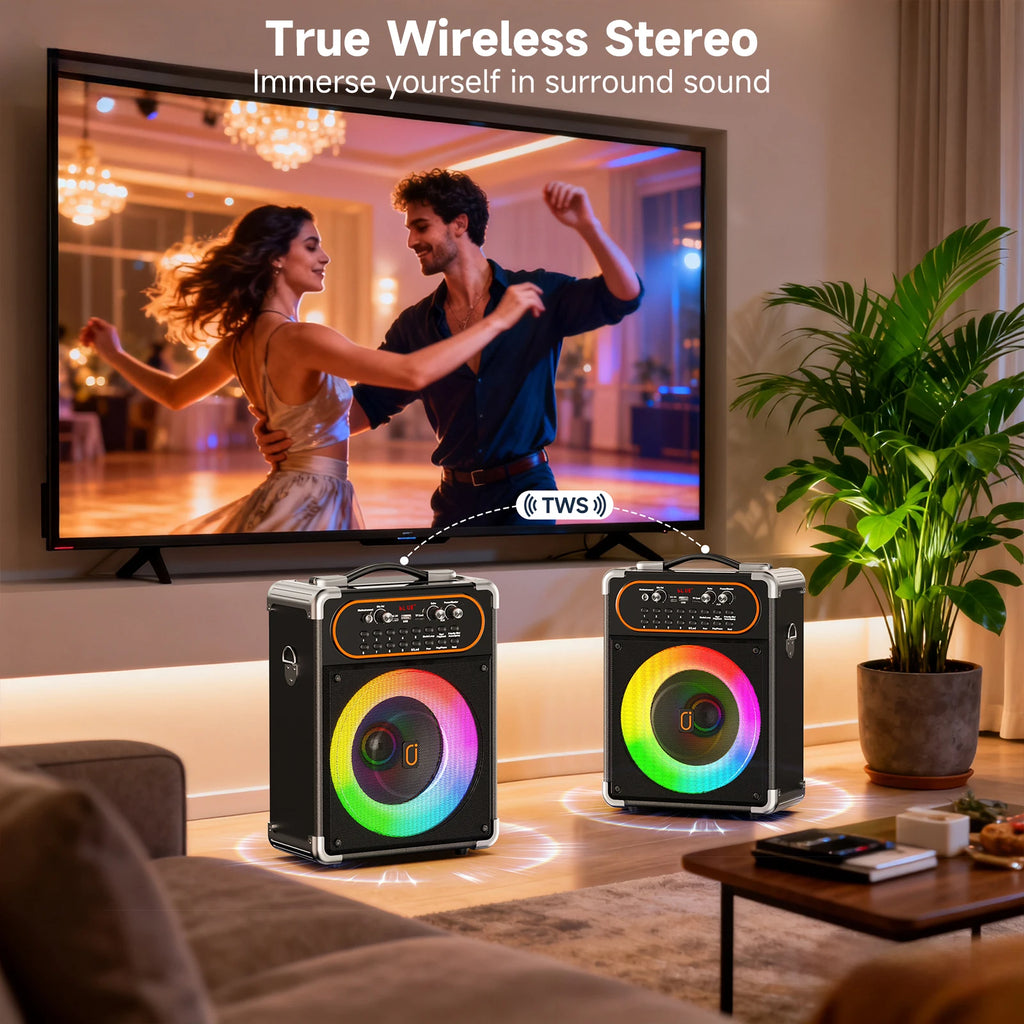 S68 Karaoke Machine with 2 Microphones,Gatherings and Parties, PA System with Echo Adjustment for Adults, Stage-subwoofers