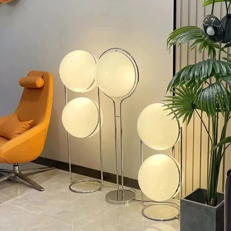 Modern Creative Floor Lamp White Yellow Acrylic Ball