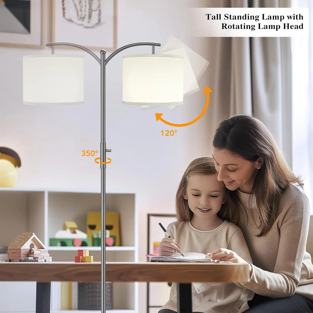 Dimmable Arc Floor Lamp with Linen Shade