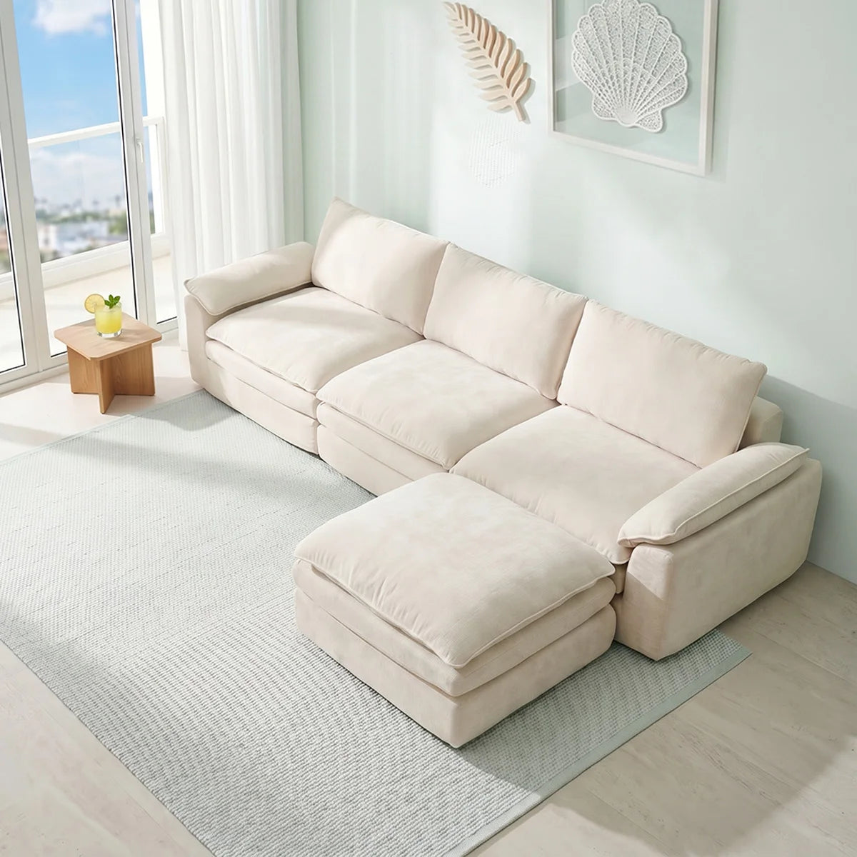 Summer Fresh Cream Style Modular Block Sofa