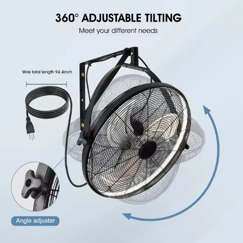 Large Wall Mount Fan 6 Speed Electric Fan Ventilation