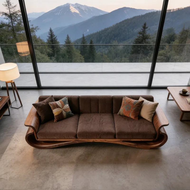 New Chinese Style Solid Wood Living Room Sofas