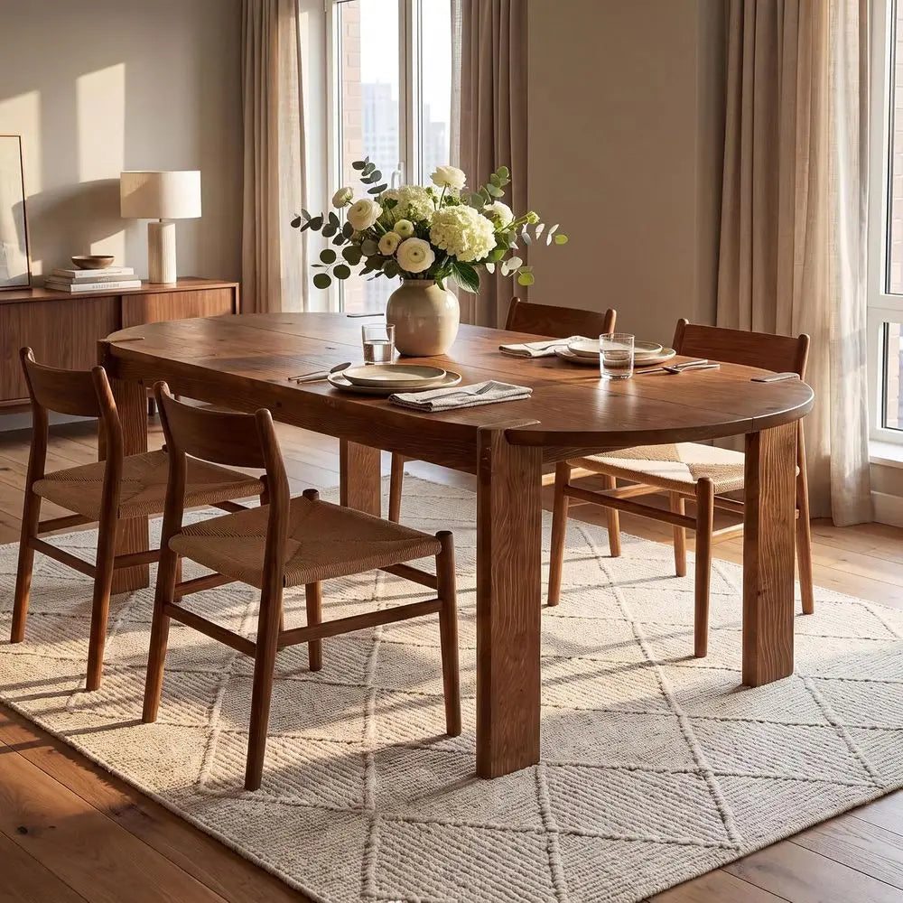 Elegant 63 Rustic Solid Wood Oval Dining Table for 4-6,