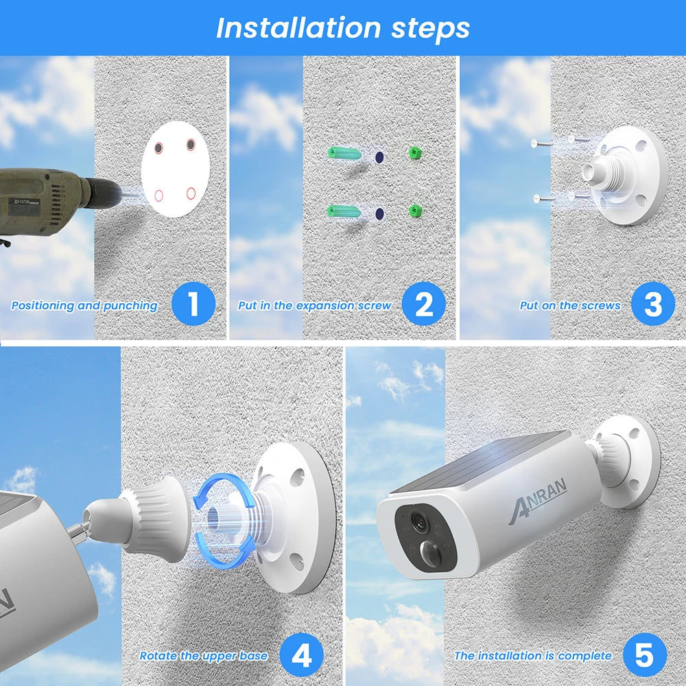 2/3/4 PCS Outdoor Wireless WIFI  2.4G 3MP Battery Solar Security Camera