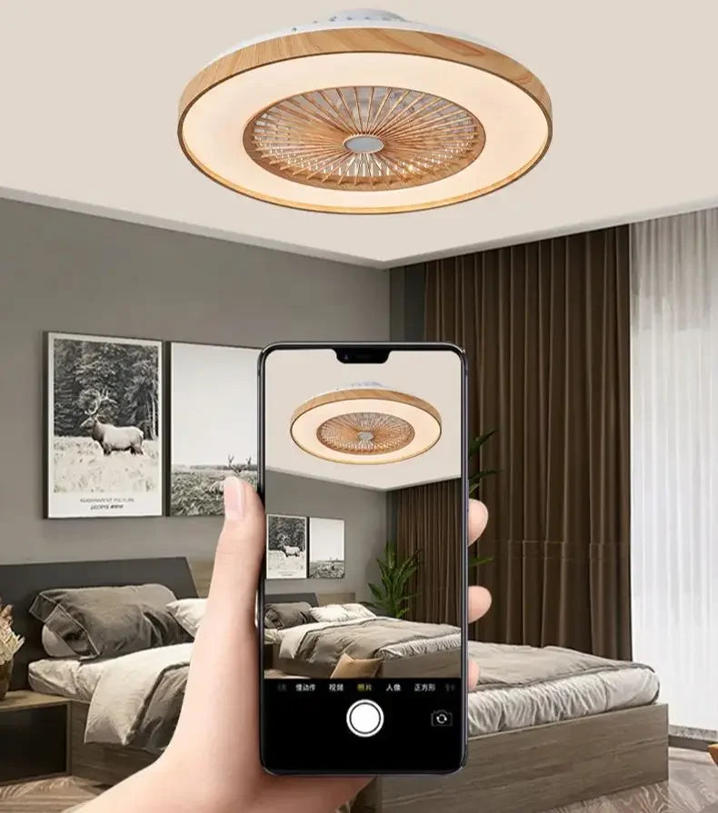 Wood grain Ceiling electric fan light