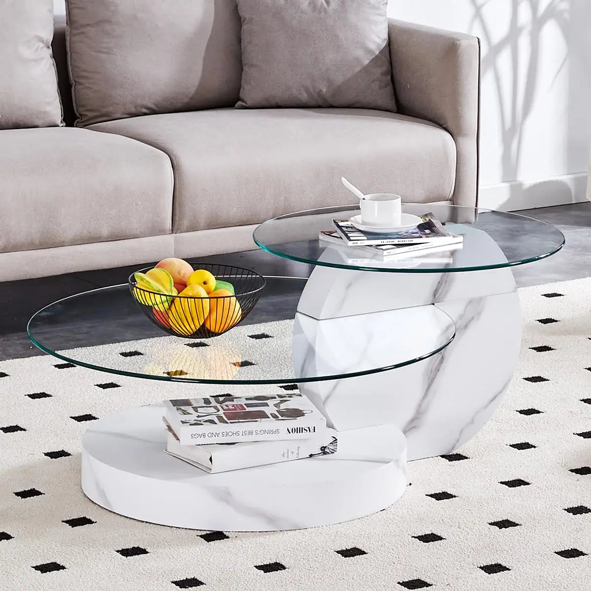 Glass 3 Tier Round Coffee Table