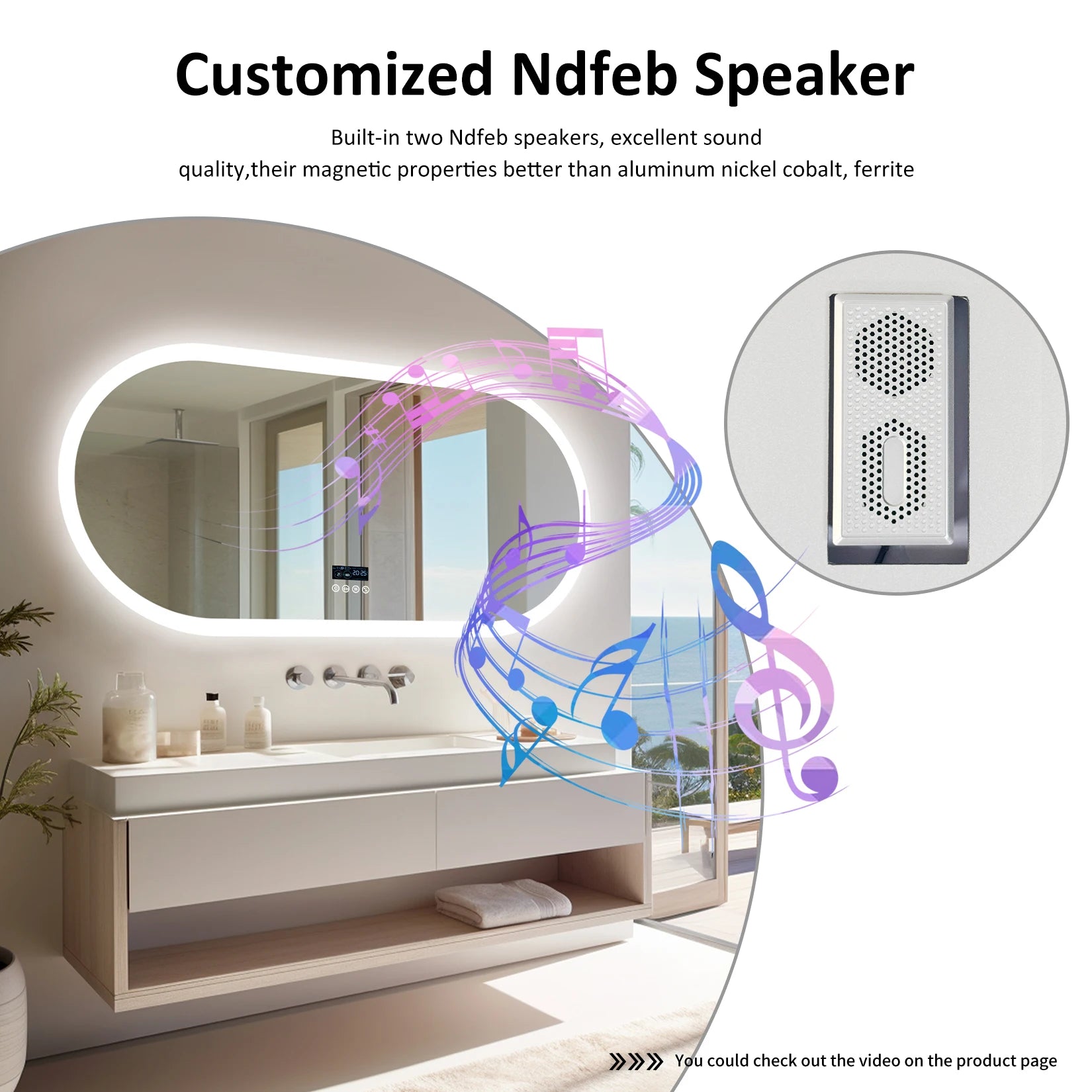 Oval LED Bathroom Mirror with Lights