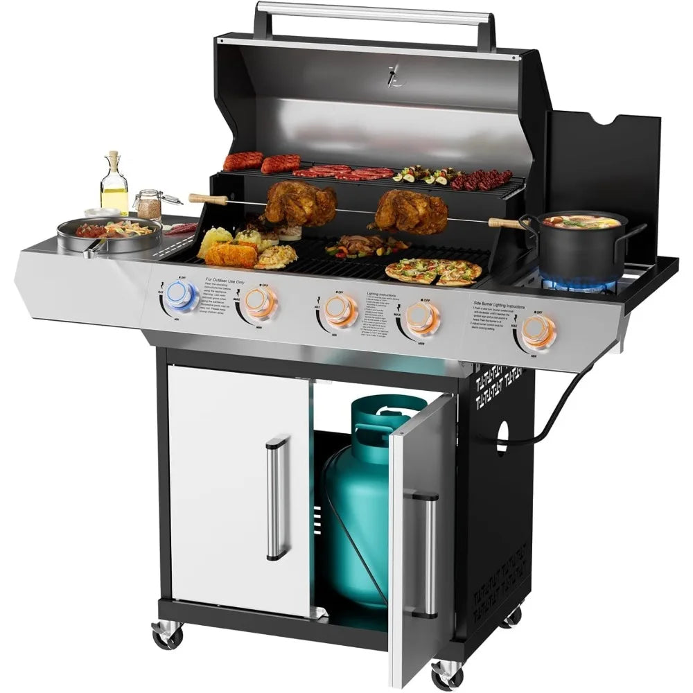 4-Burner Gas BBQ Grill with Side Burner