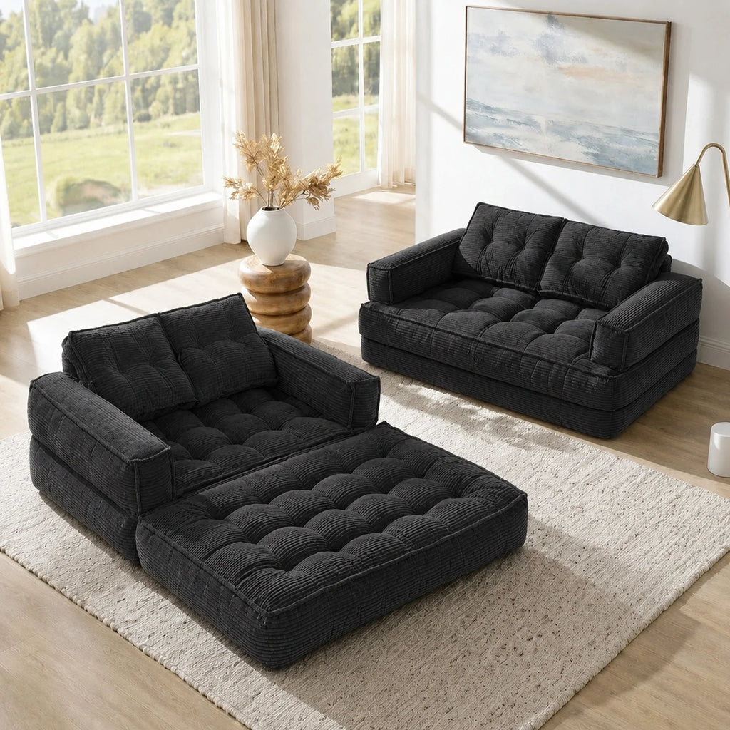 51" 2-Seater Modular Corduroy Sofa with Chaise