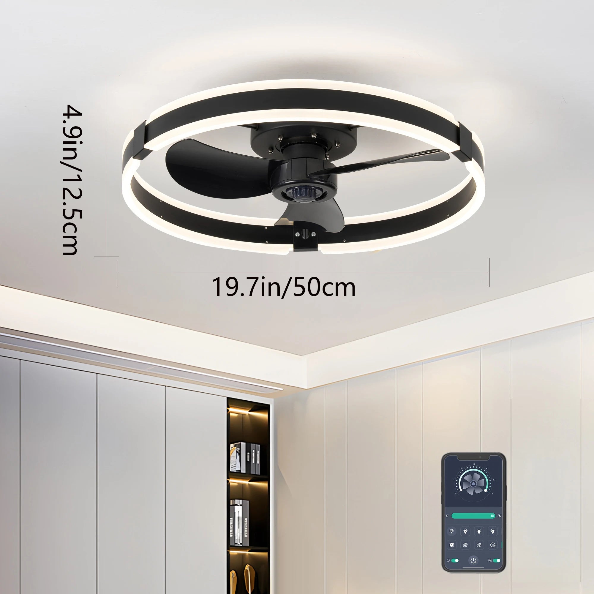 LED ceiling fan, 3-blade with lights and remote
