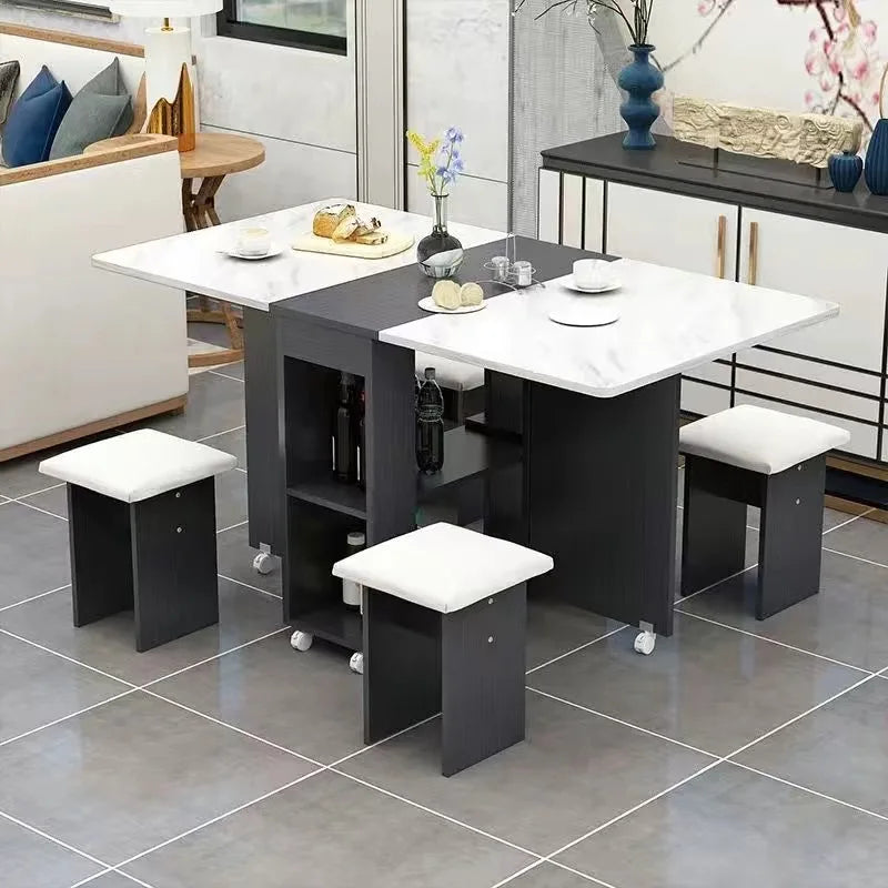 Folding Dining Table Set 4 Chairs Italian Nordic Luxury Dining Table Decorate Simple Mesas Y Sillas De Comedor Kitchen Furniture