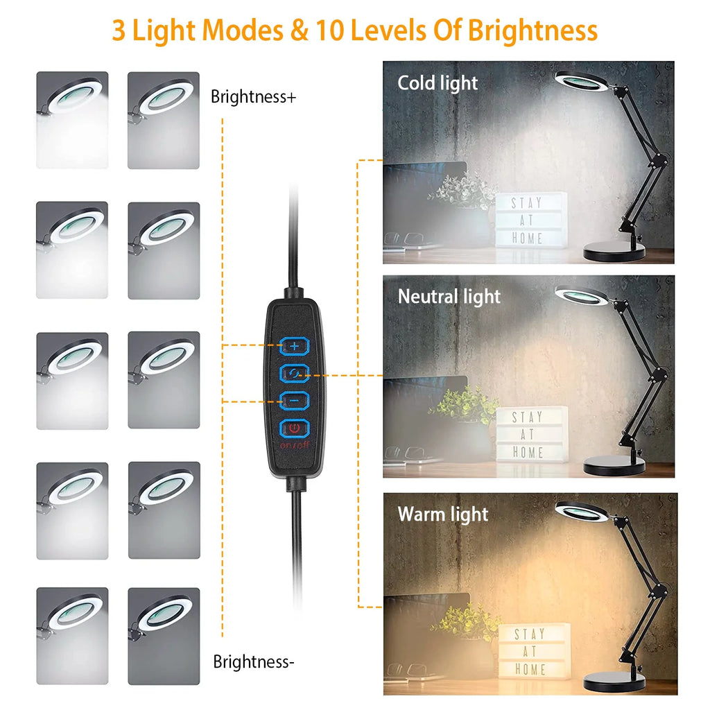 2-in-1 8X LED Magnifying Lamp with Light,