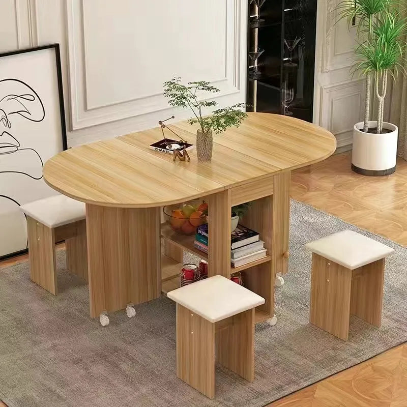 Folding Dining Table Set 4 Chairs Italian Nordic Luxury Dining Table Decorate Simple Mesas Y Sillas De Comedor Kitchen Furniture