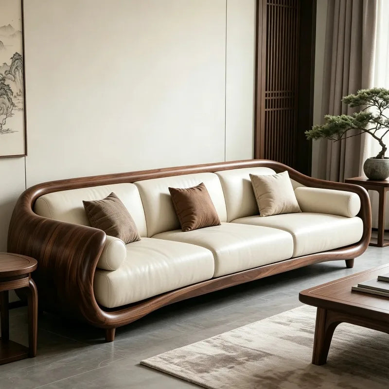 New Chinese Style Solid Wood Living Room Sofas