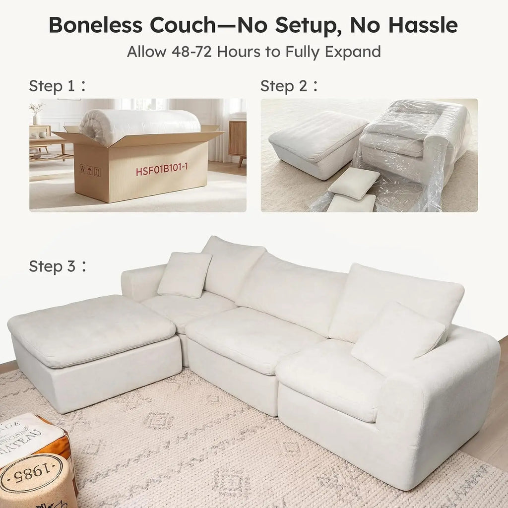 Modular Cloud Sectional Sofa, High Back Pillows