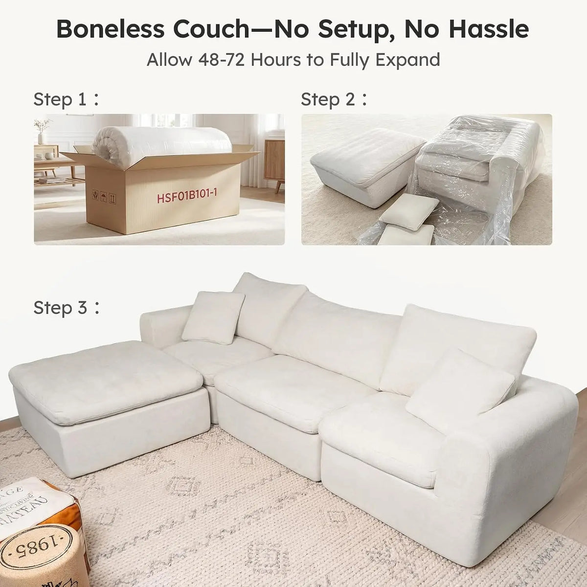 Modular Cloud Sectional Sofa, High Back Pillows