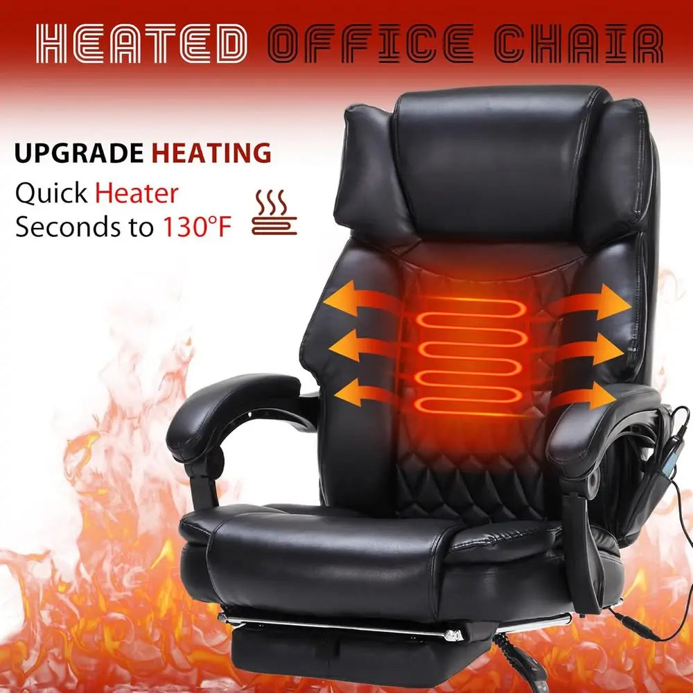 Ergonomic Executive Swivel Chair with Heat, Vibration, and Footrest