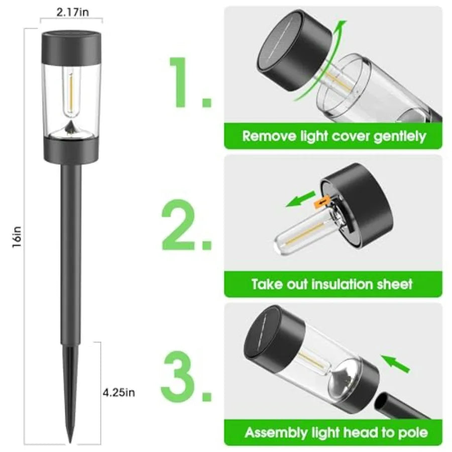 12 Pack Waterproof Solar Landscape Lighting for Pathway