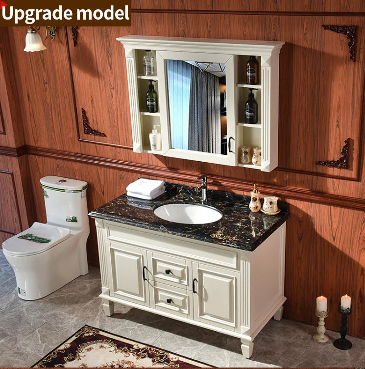 American Red Oak Solid Wood Bathroom Cabinet and Storage Mirror Cabinet