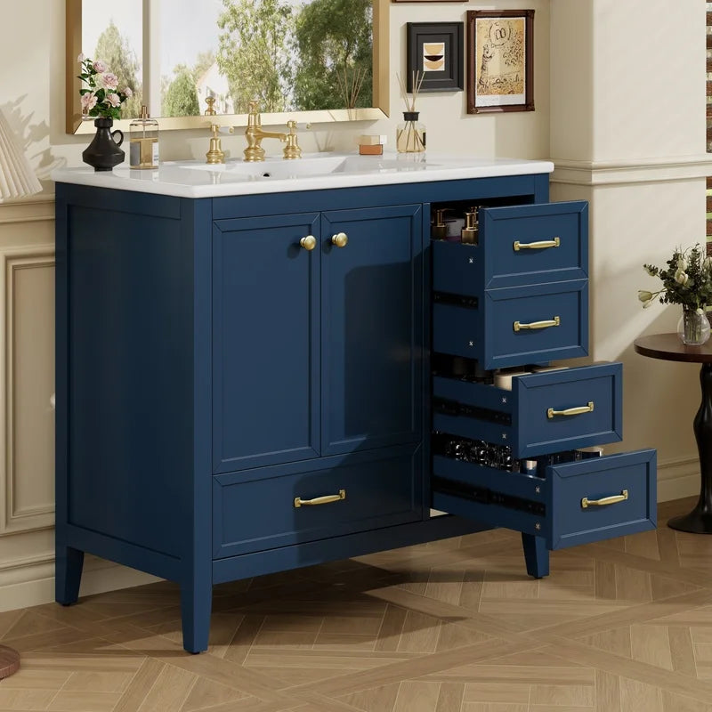 36" Blue Bathroom Vanity with Sink