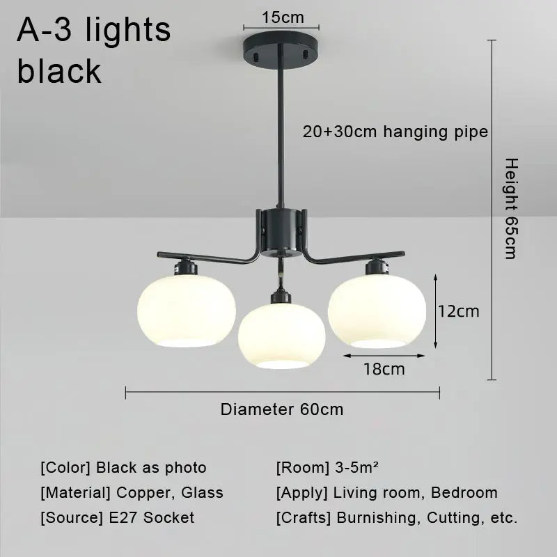 Modern Real Copper Glass Ball Ceiling Chandelier