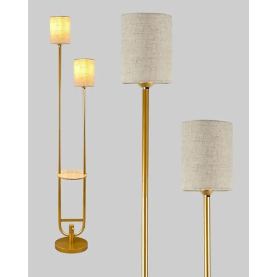 63Inch Floor Lamp Dimmable Gold Floor Lamp with 5Lbs Heavy Base for Living Room 2-Light Mid Century Modern Tall Standing Lamp w