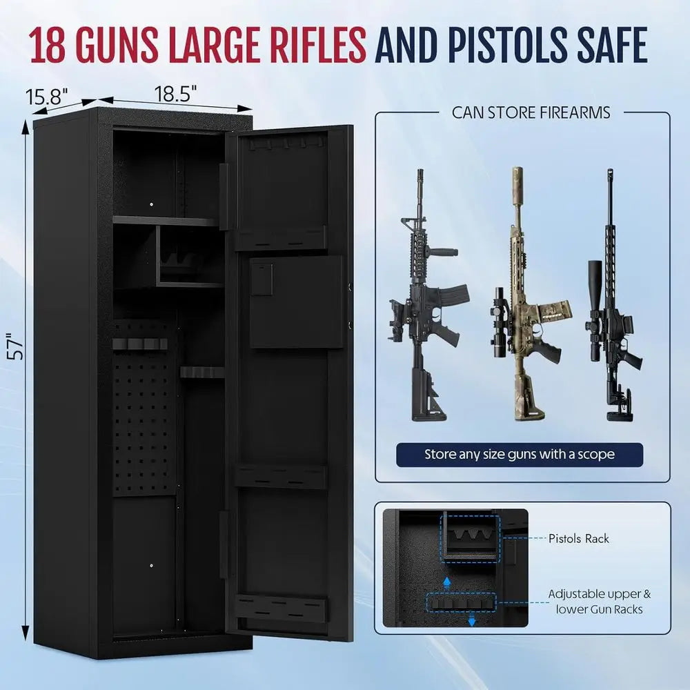 16-18 Biometric Fingerprint Gun Safe Large Cabinet for Rifles Pistols Shotguns