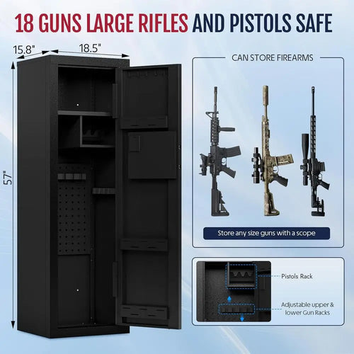 16-18 Biometric Fingerprint Gun Safe Large Cabinet for Rifles Pistols Shotguns