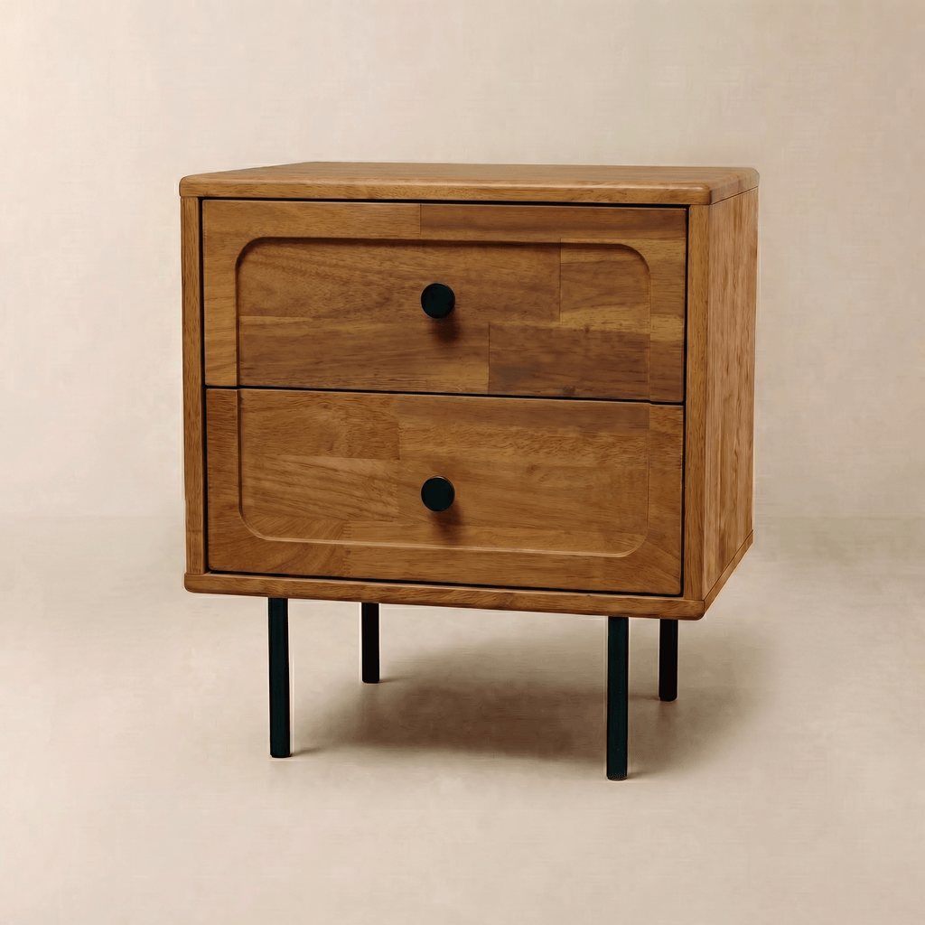 Savana Two Drawers Solid Wood Nightstand