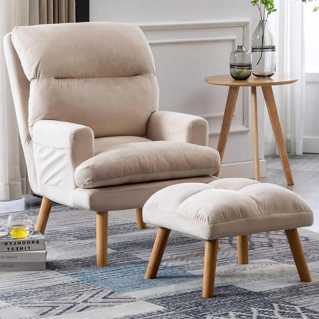 Modern Accent Chair with Ottoman