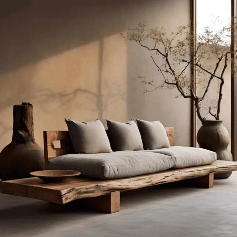 Natural Edge Log Japanese-Style Sofa