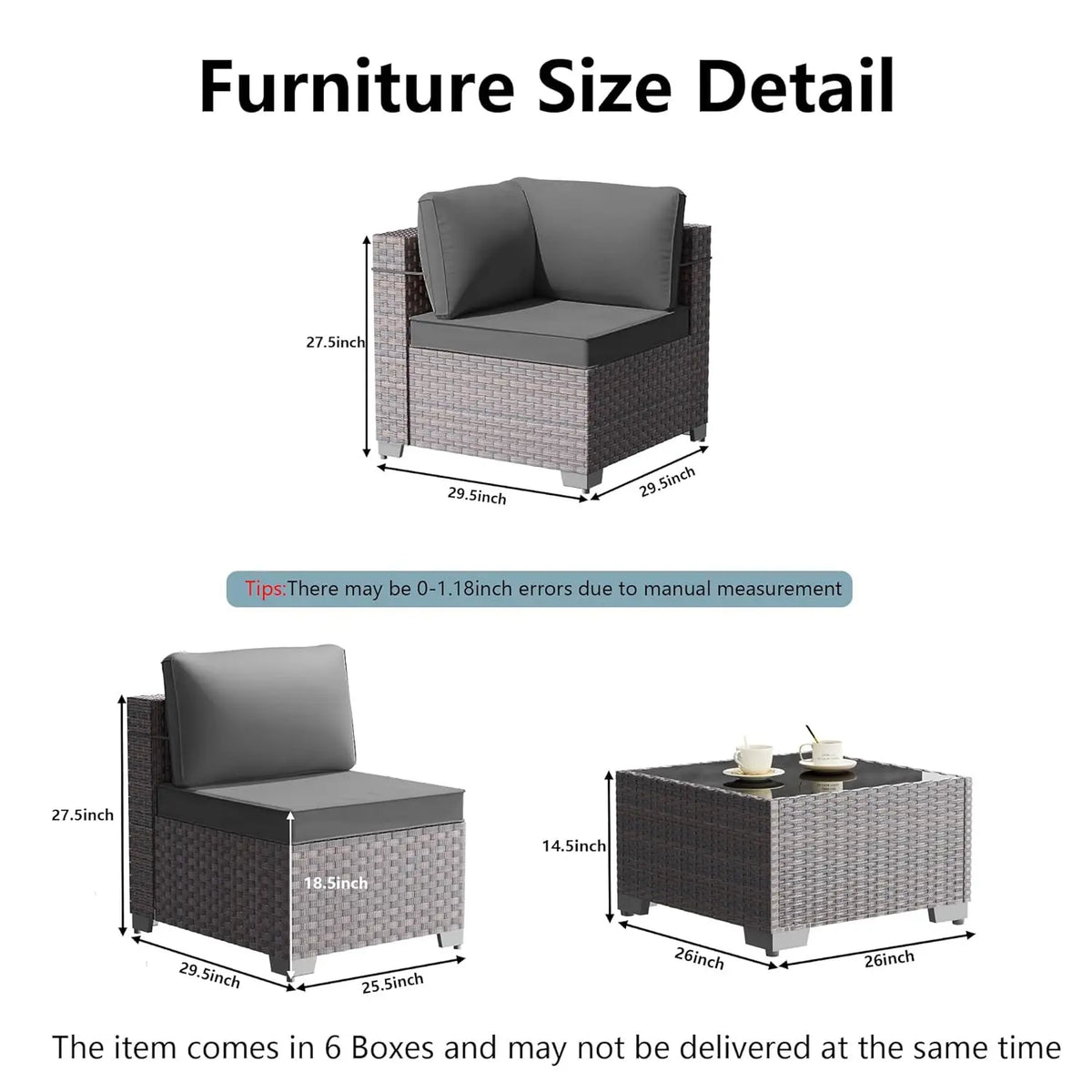 14 Pieces Patio Set, Sectional Furniture Rattan Wicker Set
